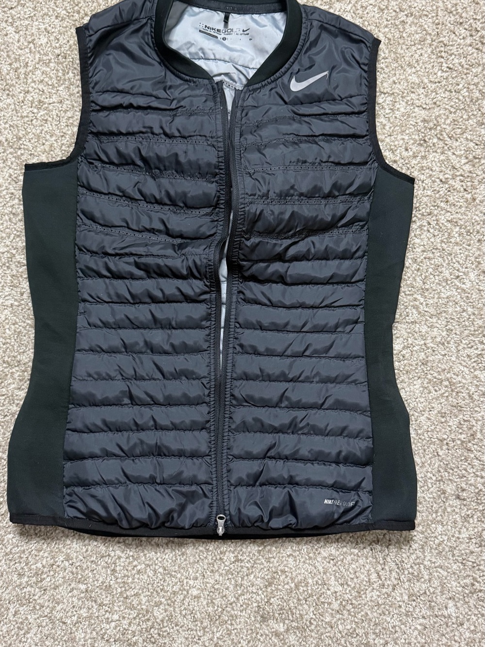 Nike Women's Black Quilted Hybrid Vest with Side Panels